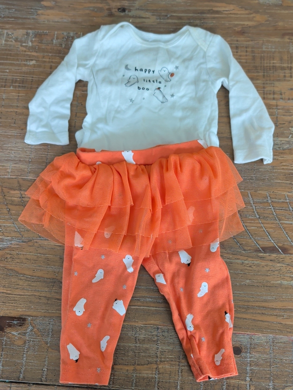 Carter's Baby Girl Ghost Tulle Skirt Leggings Set - Orange & White